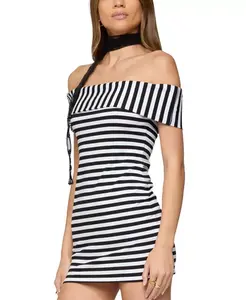 Мини-Платье Zivi в полоску с отворотом Edikted, мультиколор