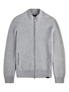 Вязаный свитер на молнии Fay, серый