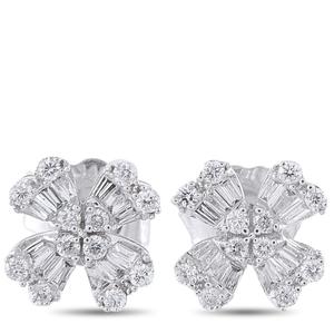 Эксклюзивные серьги-гвоздики LB из 14-каратного белого золота с четырьмя лепестками и бриллиантами 0,40 карата ER29991-W Lb Exclusive, белый
