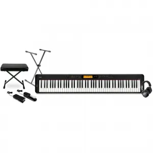 Цифровое пианино Casio CDP-S360 с комплектом наушников Warm Audio WA-CAB (педали/скамья/стойка включены), черное
