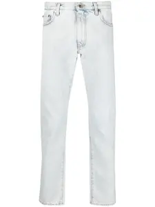 Узкие джинсы с полосками Diag OFF-WHITE, синий