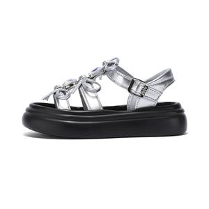 Сандалии детские дышащие с низким верхом SHIBU, черный/серебряный