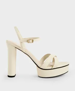 Сандалии на платформе с перекрестными ремешками Charles & Keith, цвет Chalk