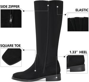 Женские сапоги до колена Shoe'N Tale, с блоковым низким каблуком, эластичные, с квадратным носком, с боковой молнией, осень и зима, модные, удобные, Schwarz