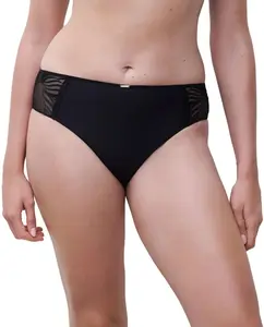 Классические трусики с цветочным кружевом и прозрачными вставками Legend line Chantelle, черный