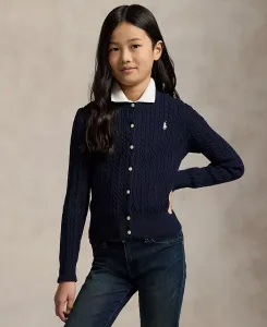 Кардиган из хлопка с крупной вязкой Big Girls Polo Ralph Lauren, синий