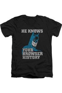 Футболка из хлопка премиум-класса с коротким рукавом и V-образным вырезом для взрослых «Бэтмен знает» Gildan, черный