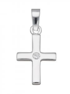 Adeliás Подвеска в виде креста из серебра 925 пробы с кубическим цирконием в серебряной оправе