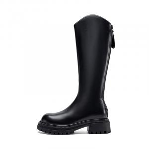 Высокие сапоги женские черные/молочный чай/коричневые ZHR, коричневые [короткий плюш]-CQ12A