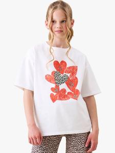 Детская футболка с принтом в виде сердечек из хлопка Angel & Rocket, White