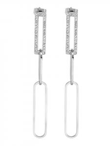 Adeliás Женские серьги - серьги-гвоздики из нержавеющей стали со стразами, серебристого цвета