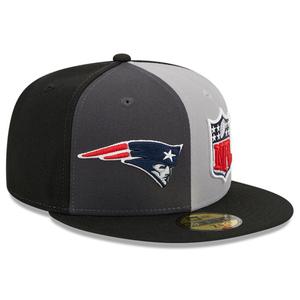 Мужская кепка New Era Grey/Black New England Patriots 2023 Sideline 59FIFTY