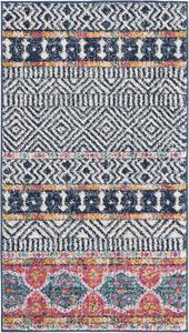 Ковер SAFAVIEH, 69 x 122 см, Madison Collection, Navy & Ivory, дизайн Boho Chic, не линяет и прост в уходе, идеален для помещений с высокой проходимостью: прихожая, гостиная, спальня (MAD797N)