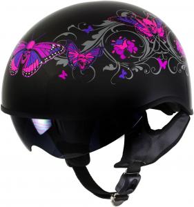 Шлем мотоциклетный Milwaukee Half Skull MPH97X с принтом, черный