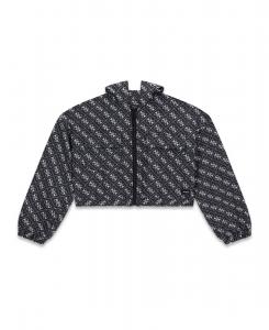 Детская куртка на молнии с капюшоном и принтом по всей поверхности, размер 7-16 GUESS, Black