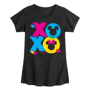 Футболка с рисунком XOXO и Микки Маусом для девочек 7–16 лет Disney's Licensed Character, черный
