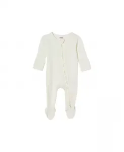 Комбинезон для мальчиков с ажурной вязкой и молнией Baby Boys Pointelle Zip All In One Romper COTTON ON, белый
