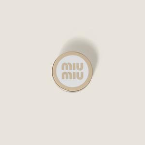 Брошь-логотип из металла с эмалью MIU MIU, белый