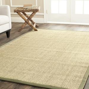 Ковер SAFAVIEH, 275 x 366 см, - коллекция Natural Fiber - большой - Natural & Green, Sisal, плетеный дизайн с бордюром (NF443C)