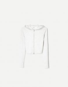 Толстовка Bershka из смеси модала на молнии светло-серого цвета