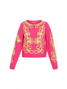 Женский свитер розового и лаймового цвета IZIA