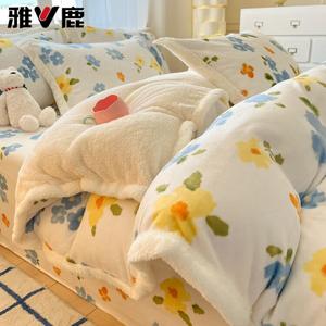 Yalu Комплект постельного белья из 4 предметов (простыня 200 см, пододеяльник 220х240 см), вельвет, цвет Blue Memory