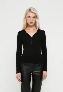 Мягкая полупрозрачная футболка-поло с длинными рукавами Gap, Black