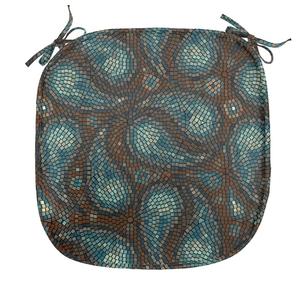 Подушка для обеденного стула ABAKUHAUS Paisley, современные каплевидные формы, декоративная водонепроницаемая подушка с ремнями для кухонных сидений, 40 см x 40 см, коричнево-синий и темно-синий, коричневый