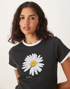 Эксклюзивная детская футболка с рисунком ромашек от House of Sunny черного цвета
