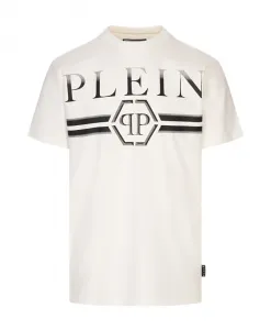 Белая полосатая футболка и рубашка поло Philipp Plein, белый