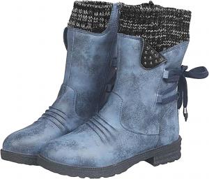 Женские зимние ботинки с утеплителем, с круглым носком, на шнуровке, вестерн-платформа, ковбойские ботинки, походные ботильоны, противоскользящие, для улицы, средней высоты Generic, Blue