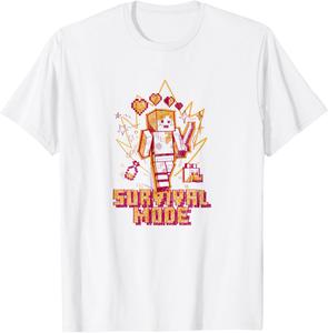 Футболка Minecraft Alex Survival Mode с красно-оранжевым контуром