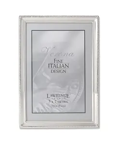 Рамка для картины из полированного серебра с отделкой из бусин - 5" x 7" Lawrence Frames, silver