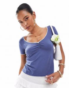 Двухслойный топ с V-образным вырезом темно-синего цвета Daisy Street