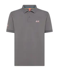 Поло из хлопка серого цвета с короткими рукавами Sun68, серый