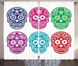 Штора ABAKUHAUS в восточном деревенском стиле, Мексиканский фестиваль, для спальни, присборенная тесьма с петлями и крючками, 280 x 225 см, бирюзовый, фуксия, фиолетовый, индиго Abakuhaus