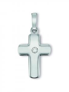ONE ELEMENT Подвеска в виде креста с цирконием из серебра 925 пробы