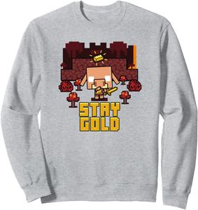 Толстовка с постером Minecraft Alex Stay Gold, серая