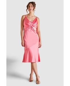 Женское приталенное атласное платье с кружевной вставкой Coast, Peach