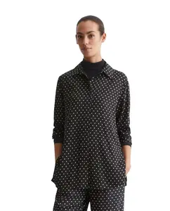 Длинная женская рубашка с принтом в горошек MARC  O'POLO, черный