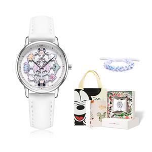 Disney Часы женские с механизмом Pine Nut Quartz на кожаном ремешке, белый циферблат