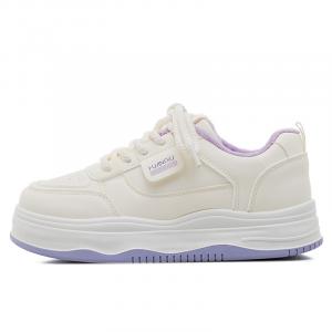 HUANQIU Женские низкие скейтерские кросовки с противоскользящей подошвой и устойчивостью к износу, увеличивающие рост, бежево-фиолетовые