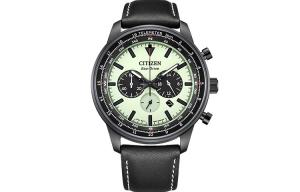 CITIZEN Часы FUTURE FORCE Series Light Powered Quartz Movement Cow Leather Strap Watch 44mm Unisex Green Dial, CA4505-21X