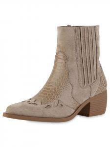 Ковбойские сапоги София из велюра цвета хаки VAN HILL