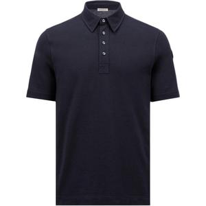 Поло с коротким рукавом и нашивкой с логотипом Moncler, синий