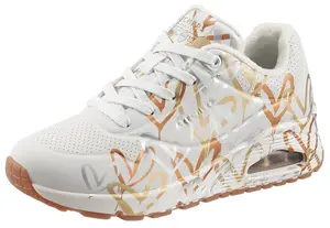 Кроссовки Skechers "UNO - METALLIC LOVE", с модным металлизированным принтом, повседневная обувь, полуботинки, туфли на шнуровке, цвет Weiß-Goldfarben
