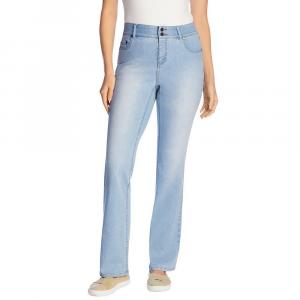 Женские джинсы больших размеров для миниатюрных Secret Solutions, разглаживающие животик джинсы Bootcut Woman Within, цвет Light Wash Sanded