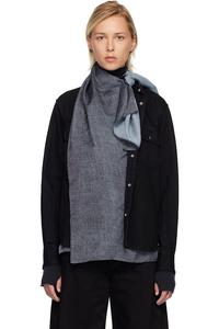 Рубашка из атласа и джинсовой ткани Sacai, черный