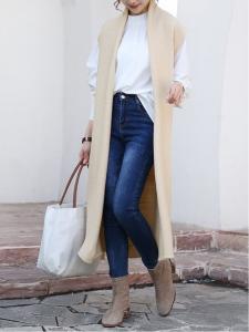 Вязаный длинный жилет для женщин Doux Belle, цвет Beige