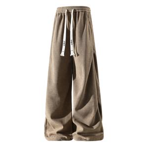 Повседневные брюки Unisex утепленные и флисовые Wide Leg X1617, хаки (fleece-lined)